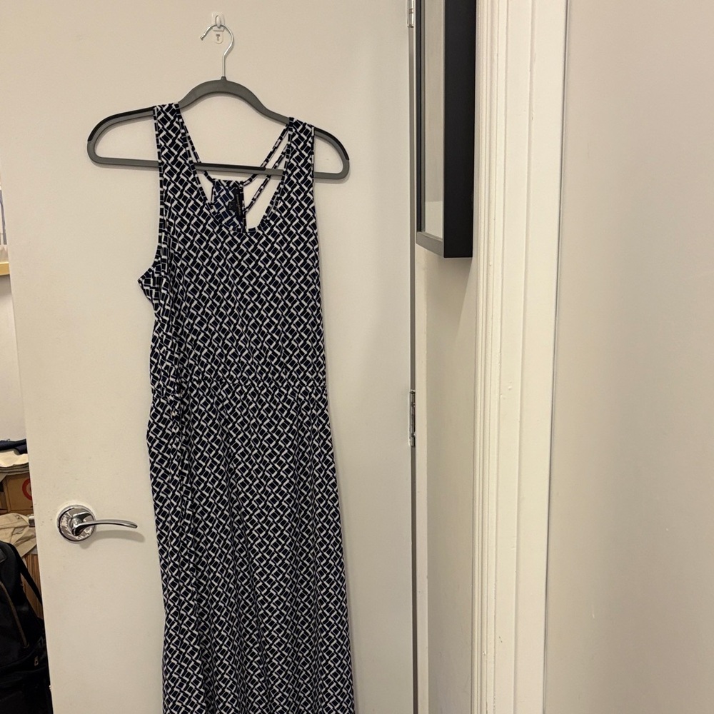 Banana Republic Navy and White Maxi Dress